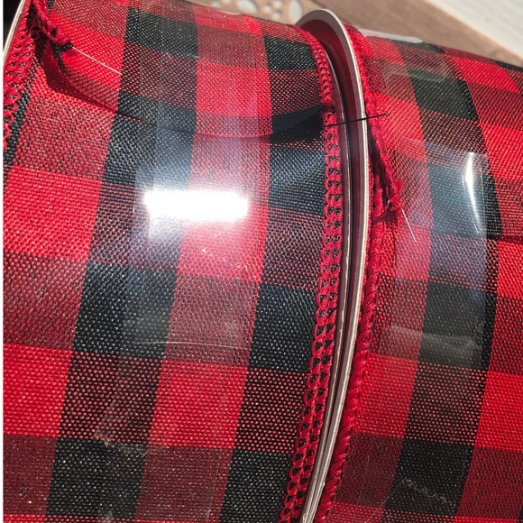 NWT 1 Celebrate It Checkered Wired Red Jumbo Ribbon Red/Black 80 Feet - Picture 6 of 6